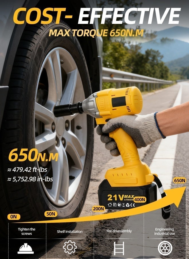 ALongDeng Cordless Impact Wrench Driver Kit  Impact Gun with Lithium-Ion Battery Professional Power Tools Set with Complete Accessories - Image 2